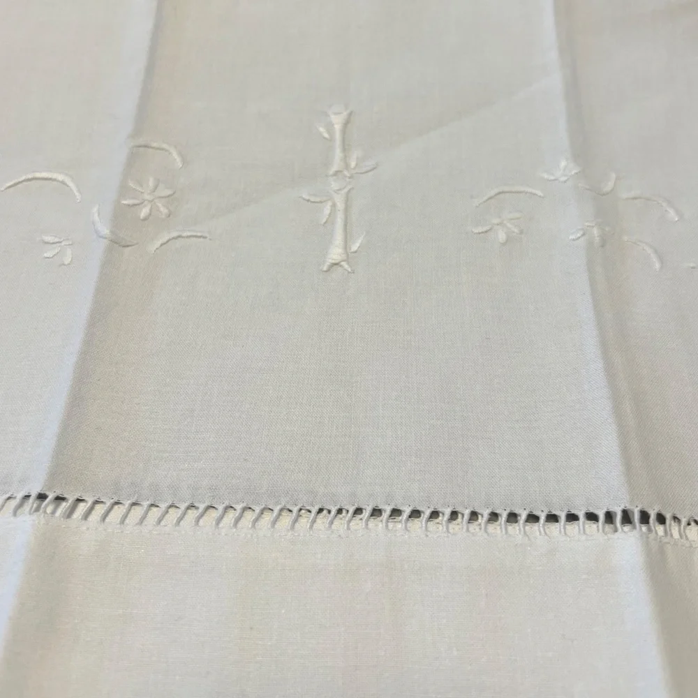 Hand Embroidered 100% COTTON Towel with Hemstitch Border